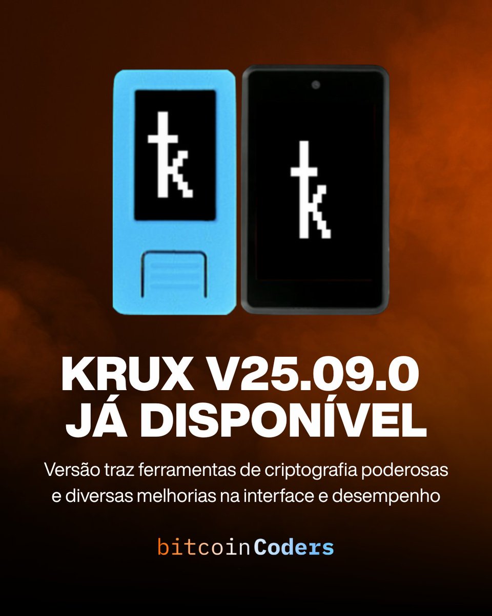 bitcoin_coders's tweet image. A nova versão do @selfcustodykrux, v25.09.0, lança o KEF – Krux Encryption Format, um formato de criptografia robusto com suporte a AES-GCM e AES-CTR, capaz de encapsular dados sensíveis: de passphrases e descritores a PSBTs e endereços.

Essa release também inclui o Datum,…