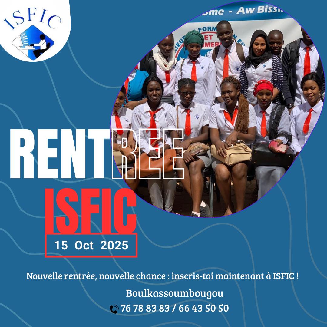 🎓✨ La grande rentrée ISFIC 2025-2026 est lancée !
Rejoins une université qui forme des leaders, des innovateurs et des esprits brillants.
📅 Rendez-vous le 15 octobre 2025 à Boulkassoumbougou.
🚀 Nouvelle rentrée, nouvelle chance : inscris-toi dès maintenant