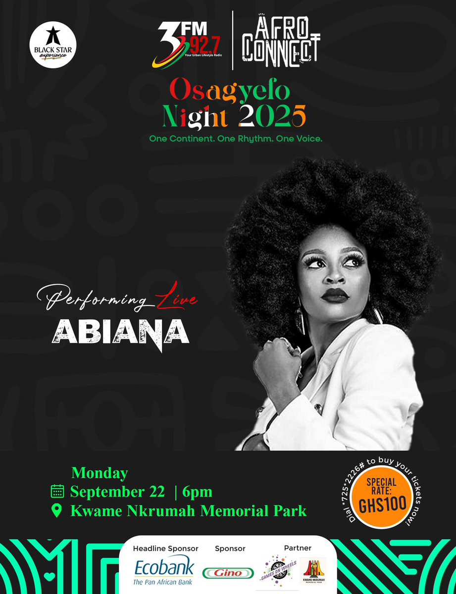 TICGhana's tweet photo. Get your tickets now via the shortcode - *725*226#

#OsagyefosNight2025 #TrigmaticLive #Ghana #KwameNkrumah #TICGhana https://t.co/jc0exC49FO