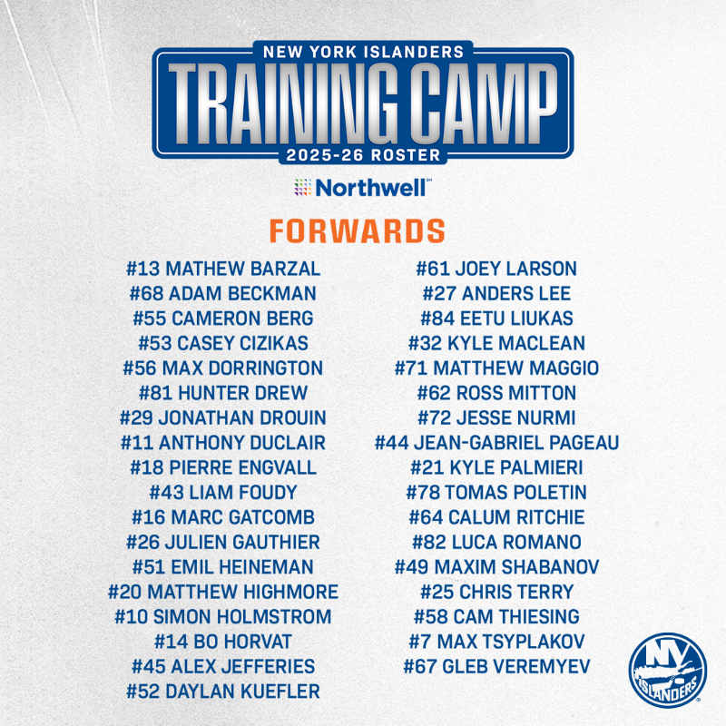 NYIslanders's tweet photo. The training camp roster is HERE.