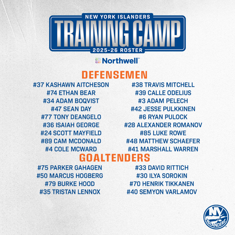 NYIslanders's tweet photo. The training camp roster is HERE.