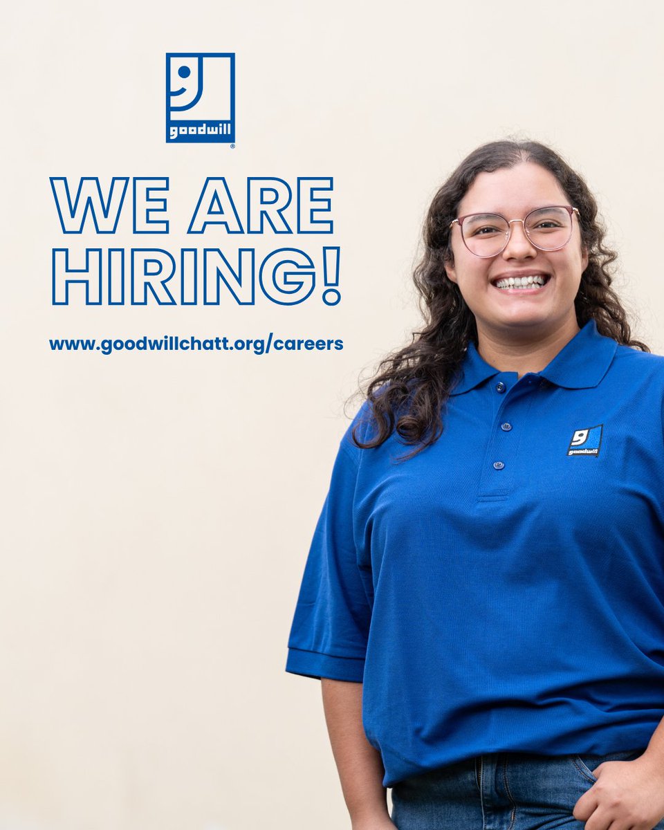 We are hiring for our new Fort Oglethorpe store! To apply, visit goodwillchatt.org/careers.