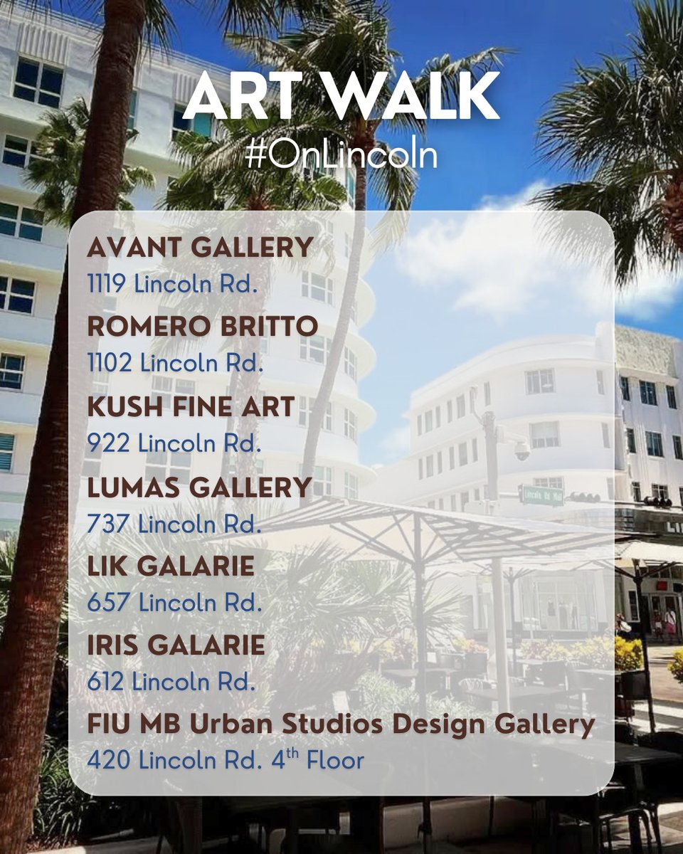 Art walk is back #OnLincoln! 🪞🌴

Join us Thursday, September 18 to explore art, culture, and community in the heart of Miami Beach. Go at your own pace and immerse yourself in our thriving creative community. 🤎