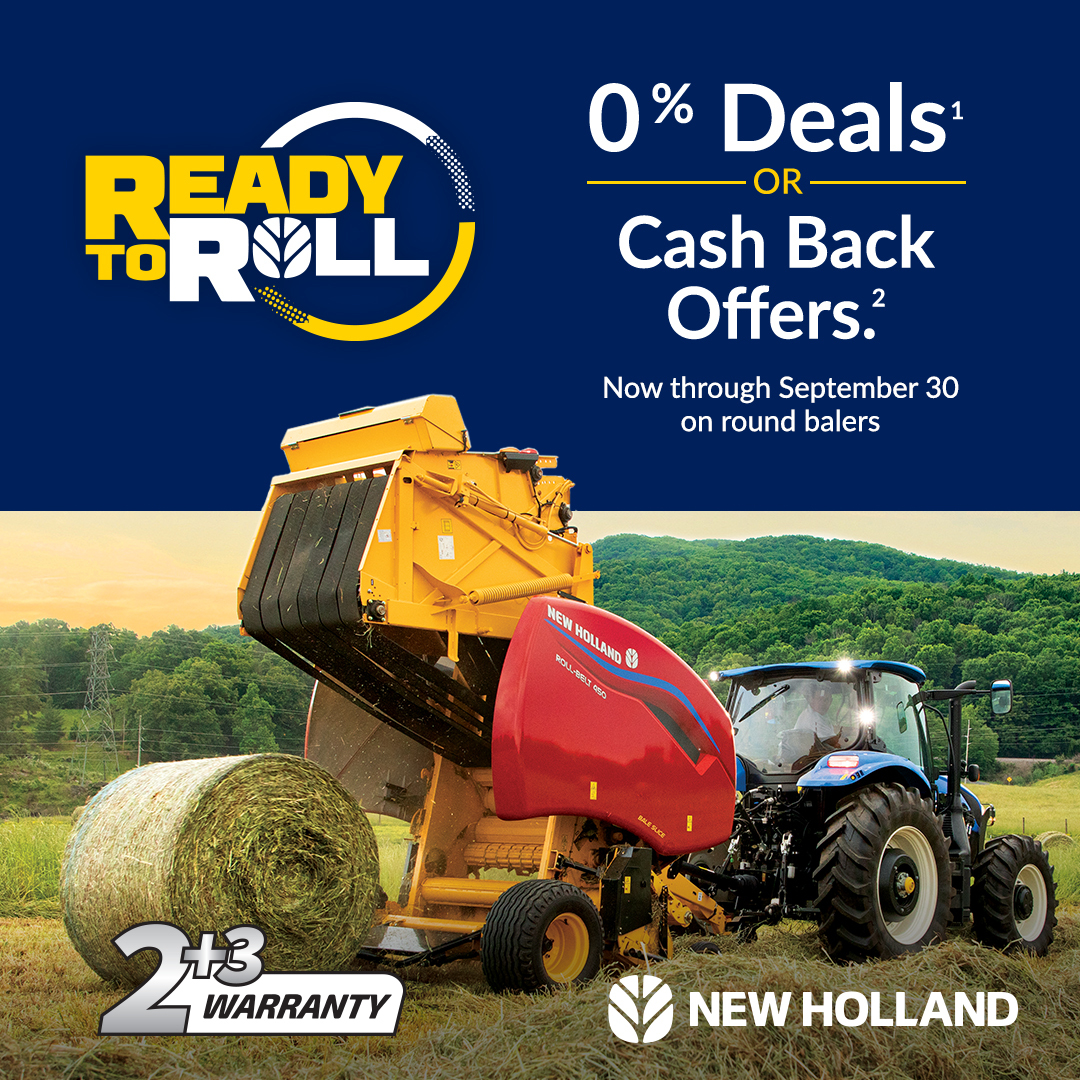 ProgTractor's tweet image. Keep your haymaking season rolling with an amazing deal from New Holland. You’ll make denser bales with every pass—and pocket huge savings. 💸 progressivetractor.net