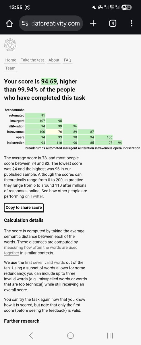 Fun game that, luckily word spelling is irrelevant, didn't realise I had made 3 words starting with 'in' until after.