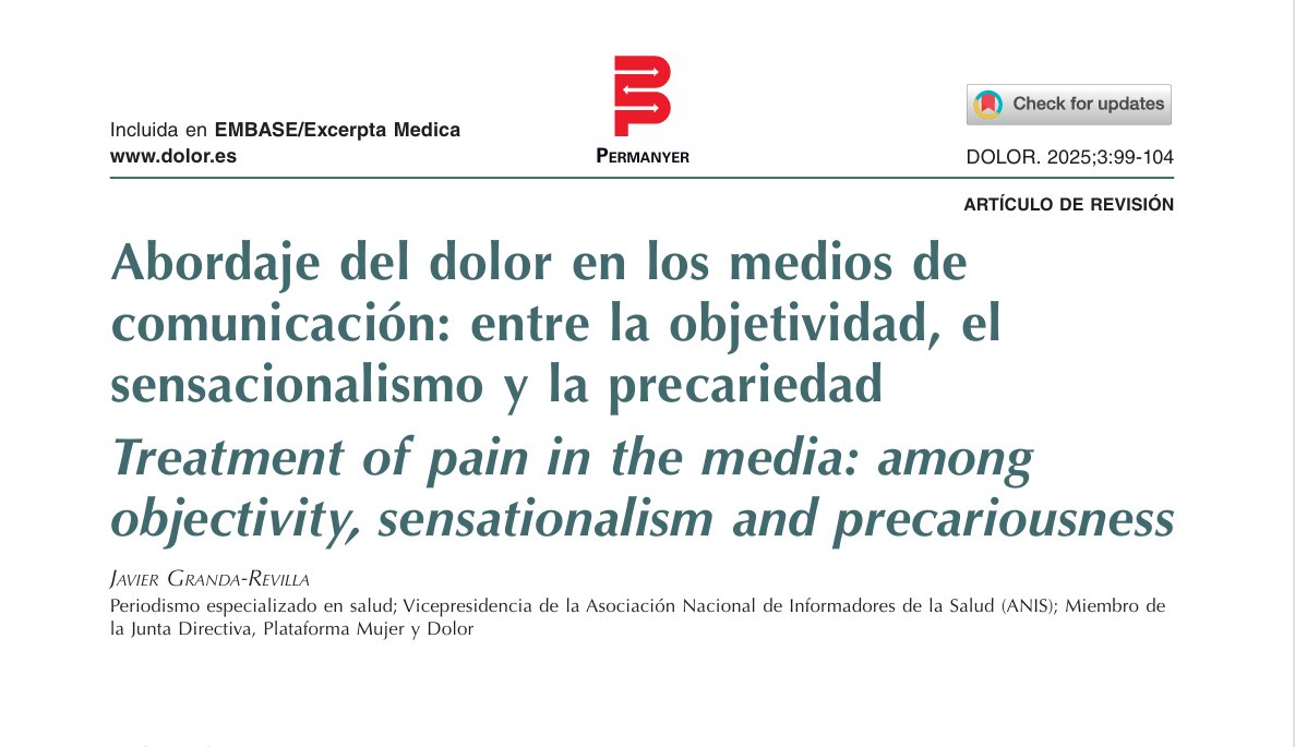Recomiendo leer este artículo de investigación en el que <a href="/xavigranda/">Xavi Granda Revilla</a> analiza con precisión cómo los medios de comunicación abordan el #dolor, con el peligro que supone la proliferación de #fakenews 
dolor.es/frame_esp.php?…  
<a href="/Sedolor/">Sociedad Española del Dolor</a>
