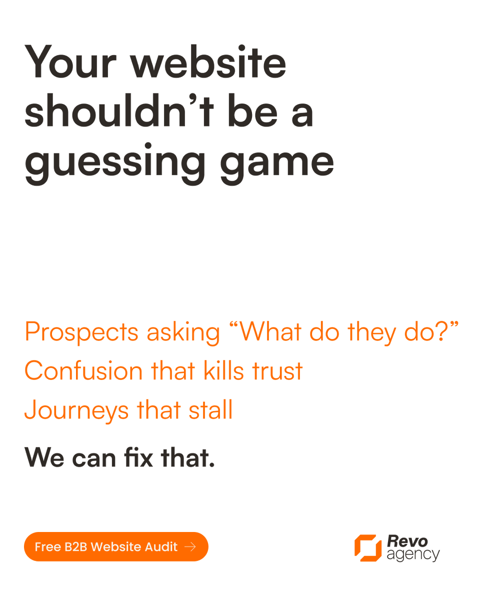 Your website shouldn’t be a guessing game.
Yet many B2B sites leave prospects asking: “What do they actually do?”

Confusion kills trust. Clarity builds confidence.
I’ll share 3 clarity fixes that ensure your site answers the right questions and drives leads forward.

📅 Book