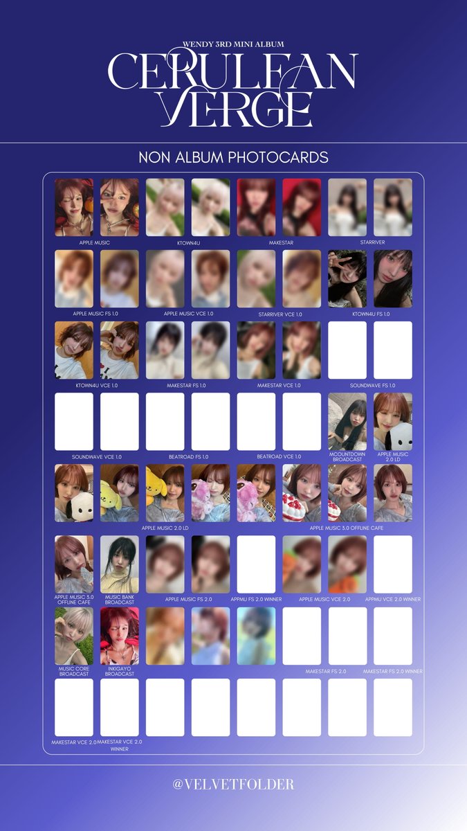 𝜗𝜚[Cerulean Verge] 💙Non Album Photocard List updated with