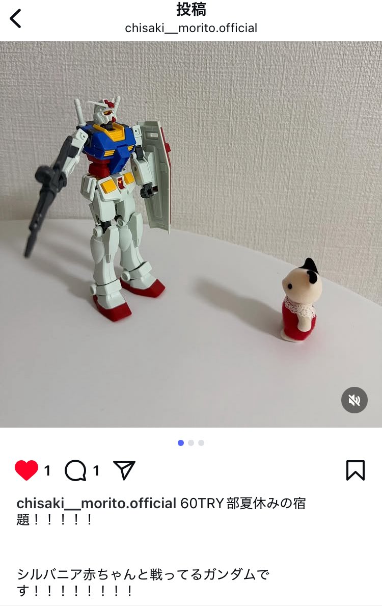 森戸知沙希ちゃん初めてのガンプラ

・箱を捨ててしまった為Diorの箱に入れて持ち運ぶ
・破損箇所をネイルグルーで修復する
・肩のパーツを捨ててしまいヒョロヒョロ
・シルバニアの赤ちゃんと戦わせる

instagram.com/p/DOtD9wMiXjH/…