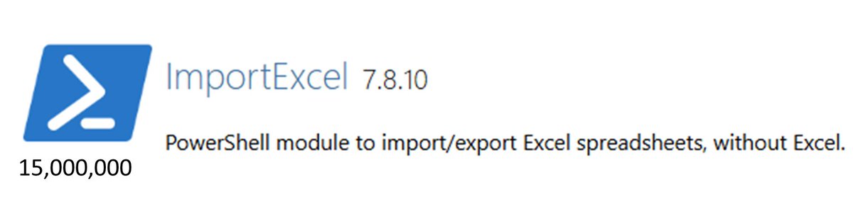 dfinke's tweet image. Apparently, you can Excel without Excel…
My ImportExcel PowerShell integegration moudle just hit 15,000,000 downloads! #powershell #excel
Wait till you see what's next.