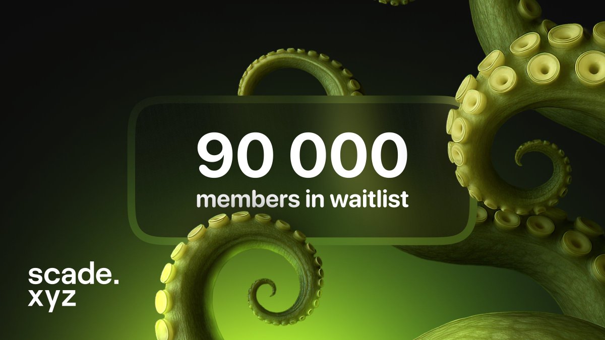 Scade Waitlist just crossed 90K 🚀 🎉

When so many people are already waiting, you know it is not hype

It's demand

Spots are closing fast

Secure yours: scade.xyz