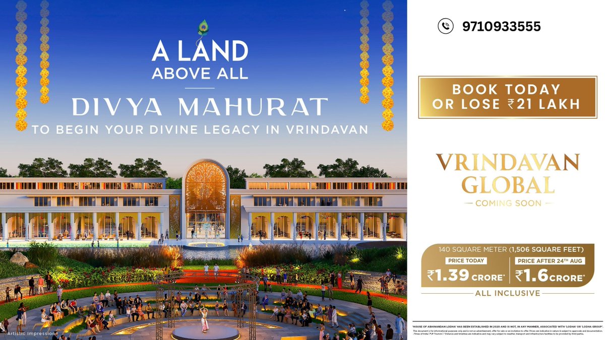 lodhaplot's tweet image. Discover HOABL Plots Vrindavan – your chance to own premium residential plots in the holy city of Vrindavan. Experience peace, positivity, and smart investment opportunities with plots designed.
Contact: 9710933555
Website: hoablprojects.in/hoabl-plots-vr…
#HOABLPlotsVrindavan #Dream