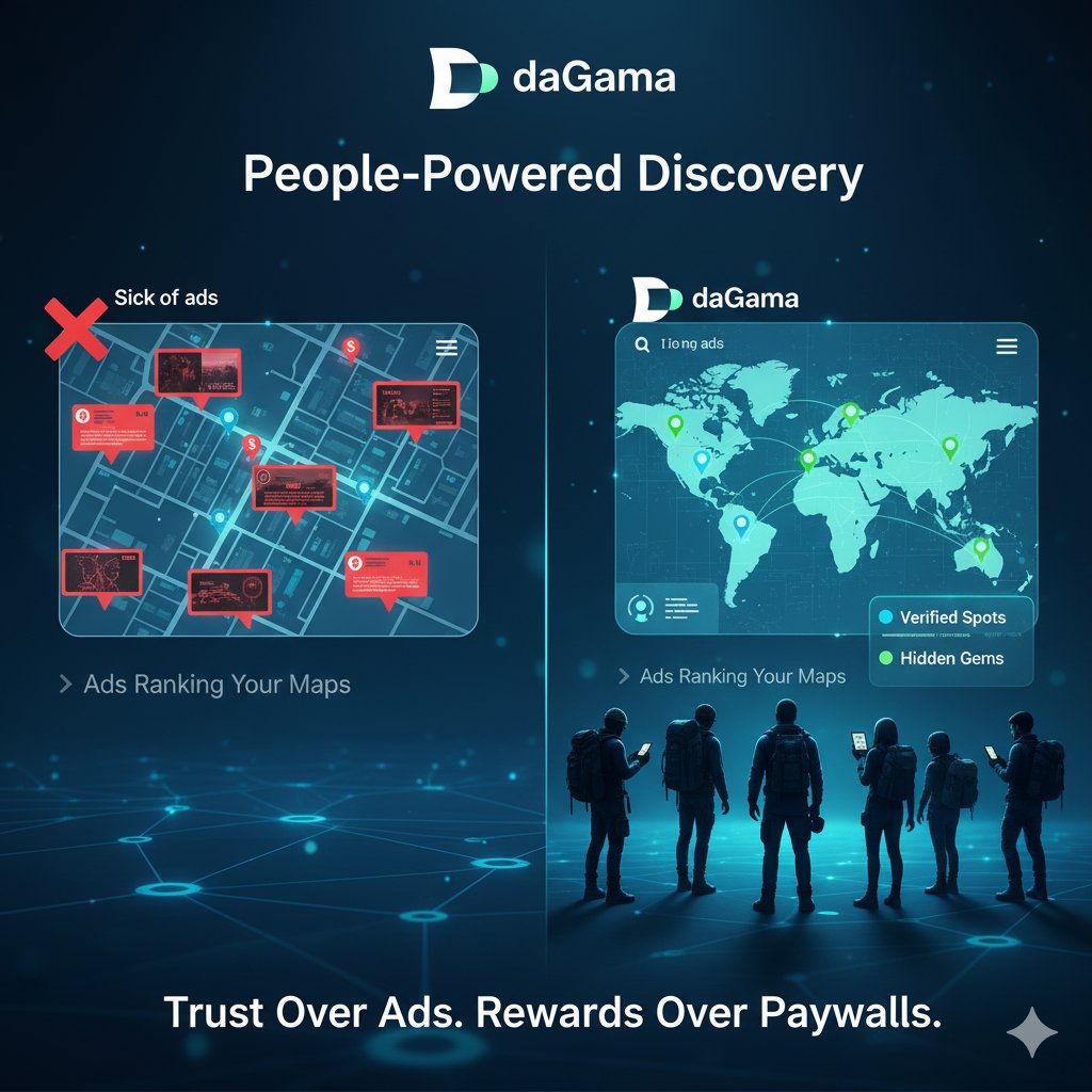 mytestnet1's tweet image. GM CT fam 🌍
🗽Sick of ads ranking your maps?
@dagama_world is people-powered discovery.
Verified spots, hidden gems, zero sponsored noise.
Trust over ads, rewards over paywalls.
#DGMA #Web3Travel #Galxe #dagamaworld #Blockchain #Crypto #Web3 #Giveaway #Giveaways