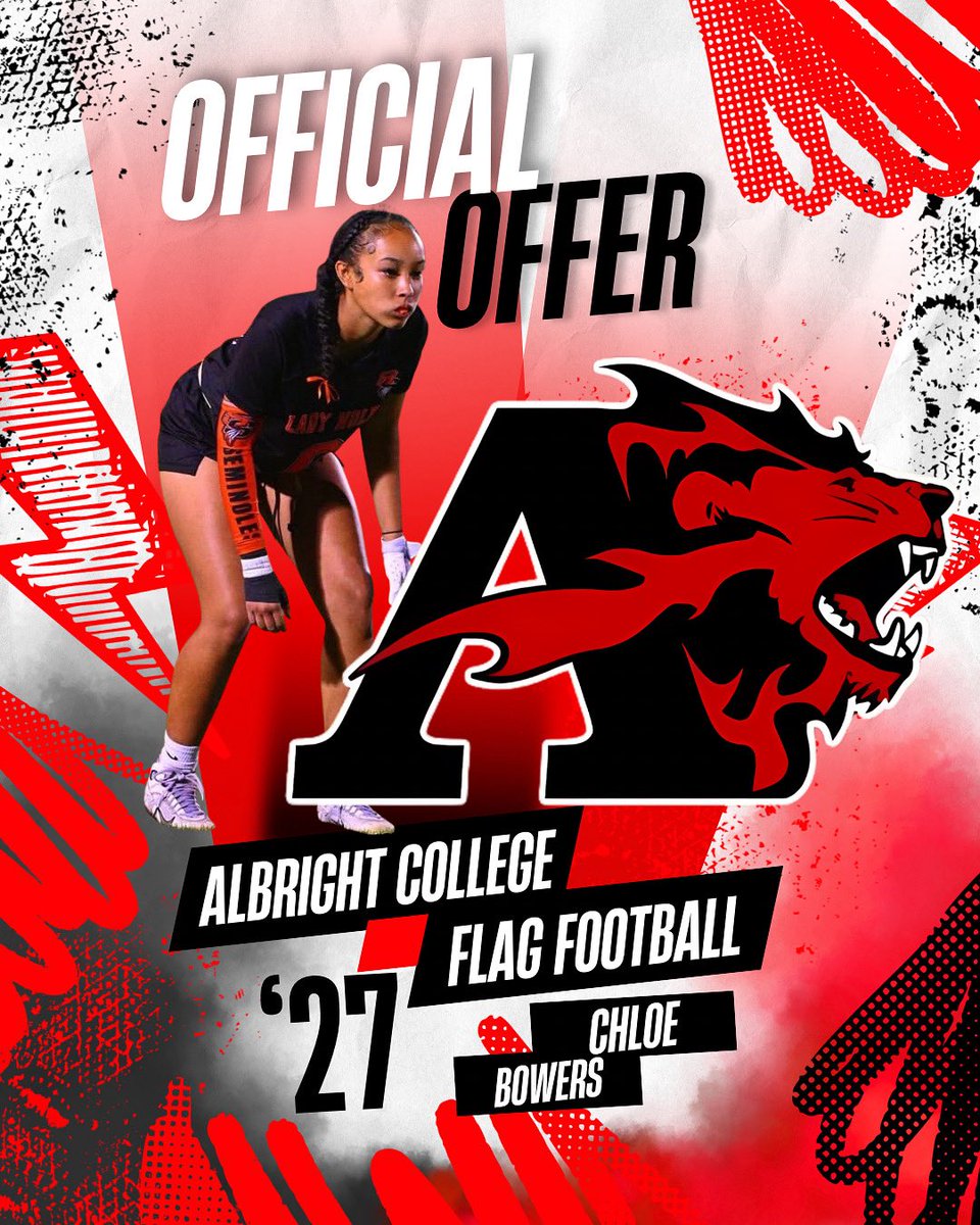 I am excited to announce my FIRST OFFICIAL OFFER from Albright College ❤️🖤
@albrightflagfb

I am extremely blessed to receive this opportunity to play Flag Football at the next level. Special thank you to Coach Martin for giving me this opportunity.

#AGTG #flagfootball #bokey