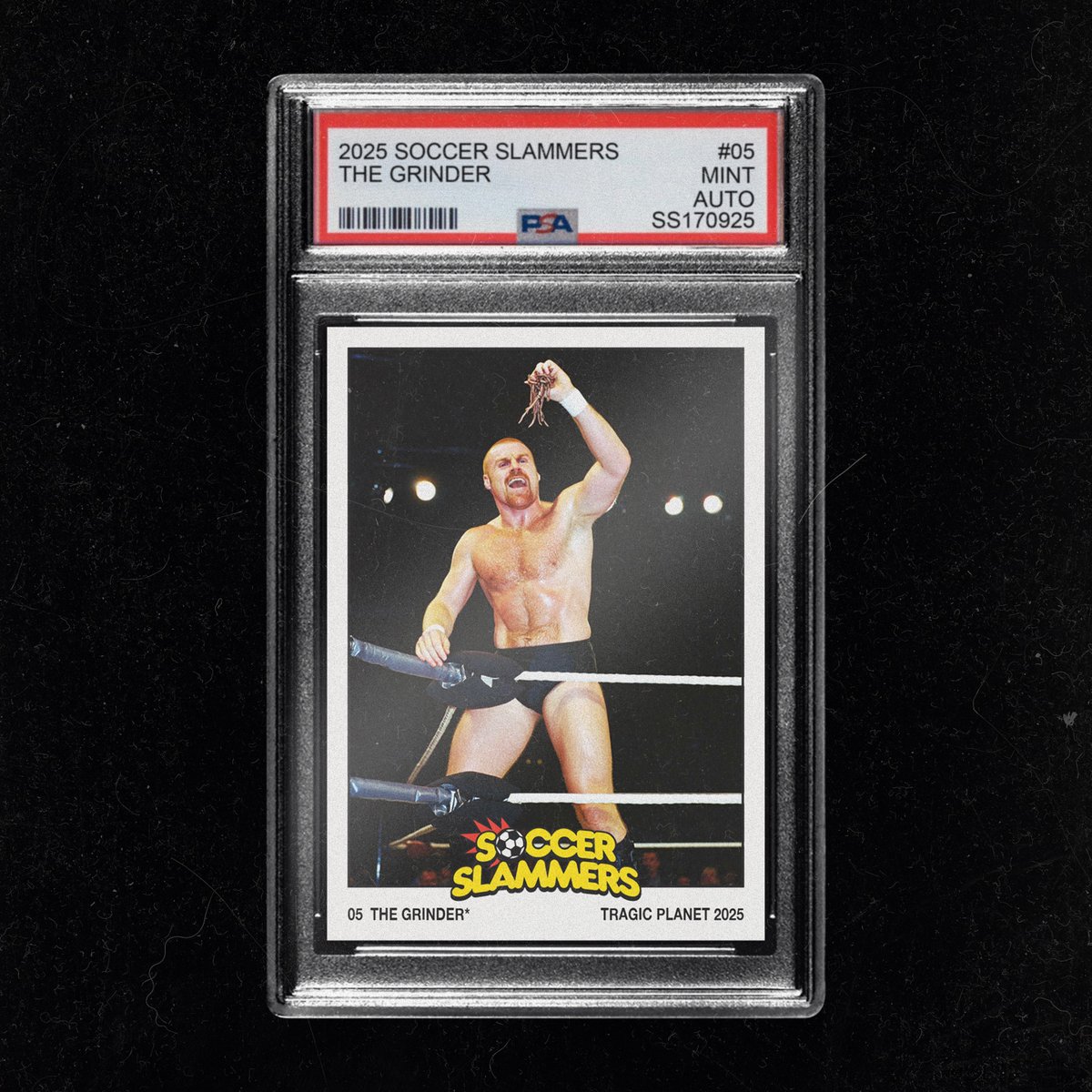 soccer_slammers's tweet photo. 2025 Soccer Slammers # 05 "The Grinder" Rookie Card Wrestling legend PSA 9 Mint! ✨ https://t.co/nMd0U2YjQ8