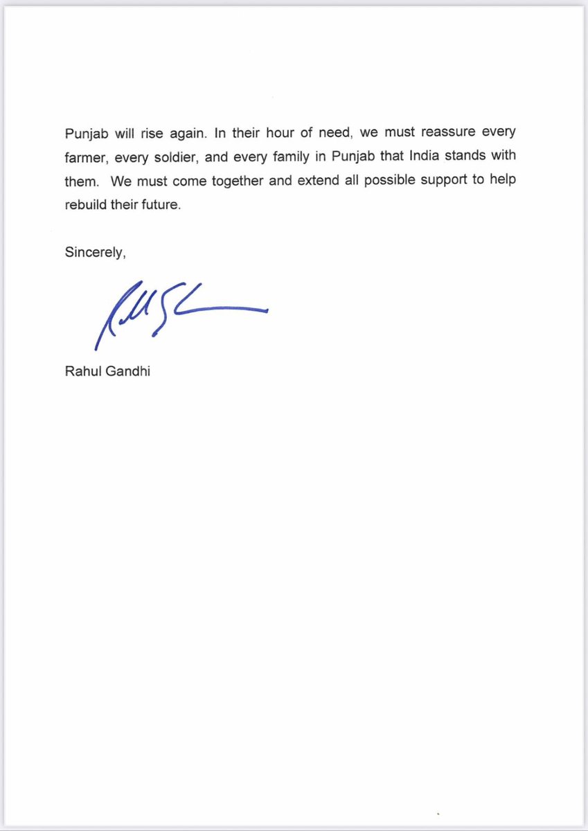 Letter from LoP to the PM on Punjab Floods