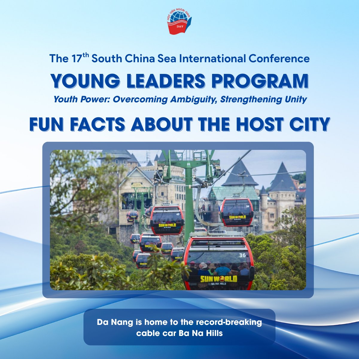 [#YLP25] DA NANG - THE HOST CITY OF #SCSC17 AND #YLP
📌 Application form: forms.gle/1GEq6uKPZvckwq…
📌 Deadline: 23:59, 18/9/2025 (GMT+7)
📌 YLP days: 2-4/11/2025
Ready to unlock your leadership journey in one of Vietnam’s most vibrant coastal cities?
#DAV