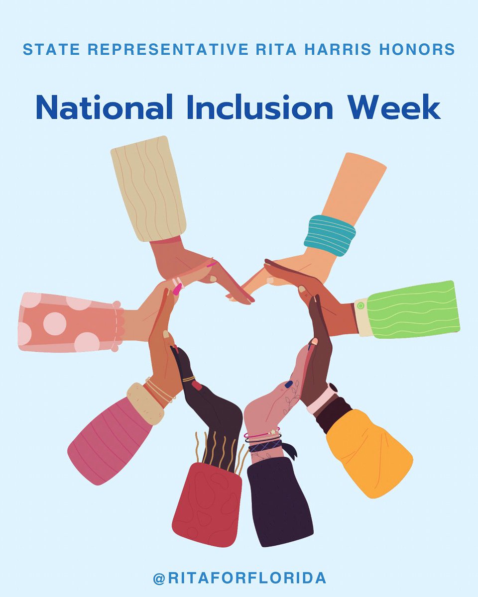 RitaForFlorida's tweet image. This week let's find the love for diversity, and strive for inclusion. In every part of your week, ask yourself what you can do to be more inclusive! #NationalInclusionWeek #Inclusivity