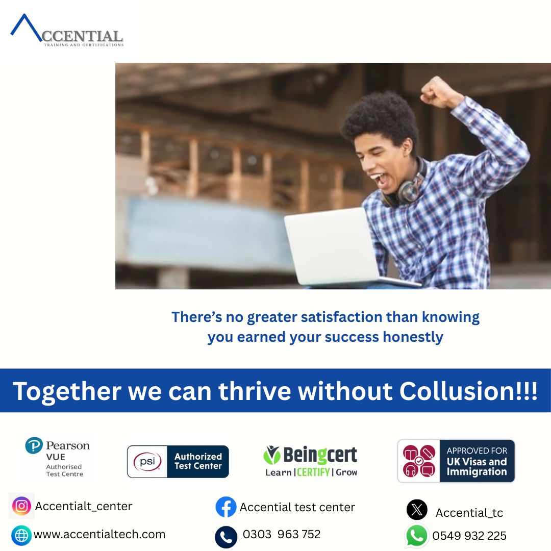 Accential_TC's tweet image. Embrace the thrill of writing your own exam and the joy of passing it through your hard work.
Let&apos;s celebrate integrity and individual achievement
#selt #certifications #internationalcertification #accentialtestcenter #traininganddevelopment #Professionalism #microseft #AWS