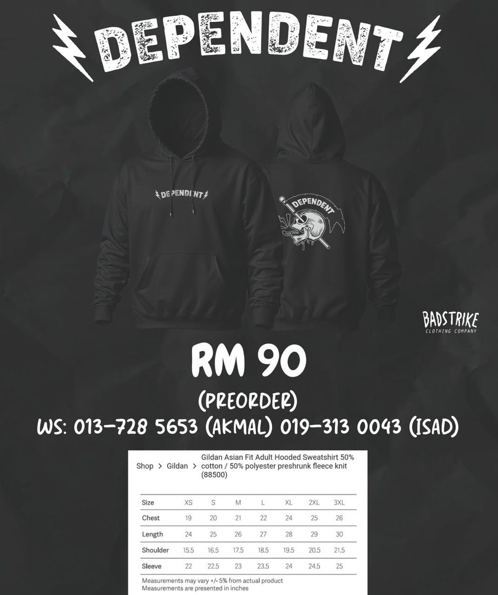 ‼️NEW MERCH ALERT‼️

Pre order sehingga 30 September sahaja. Kepada yang buat tempahan, boleh pickup pada 27 September ini di Diastole Cafe bersempena acara "DEPENDENT UNPLUGGED"

Kepada yang ingin pos, kami akan pos selepas 30 September

Semenanjung - RM10
Sabah/Sarawak - RM15