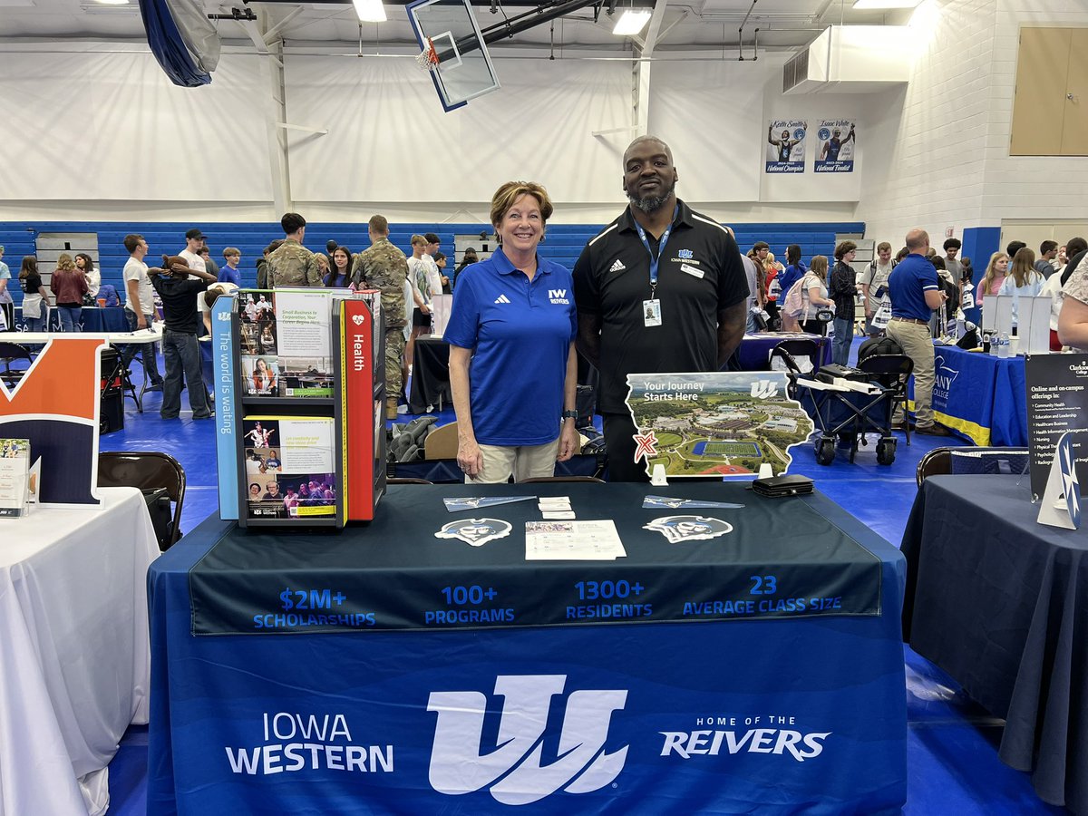 Recruiters Stephenie, Emma, and Jason out and about meeting students in Nebraska. The World is Waiting at Iowa Western! 🌎#IowaWesternCC #CollegeFairs