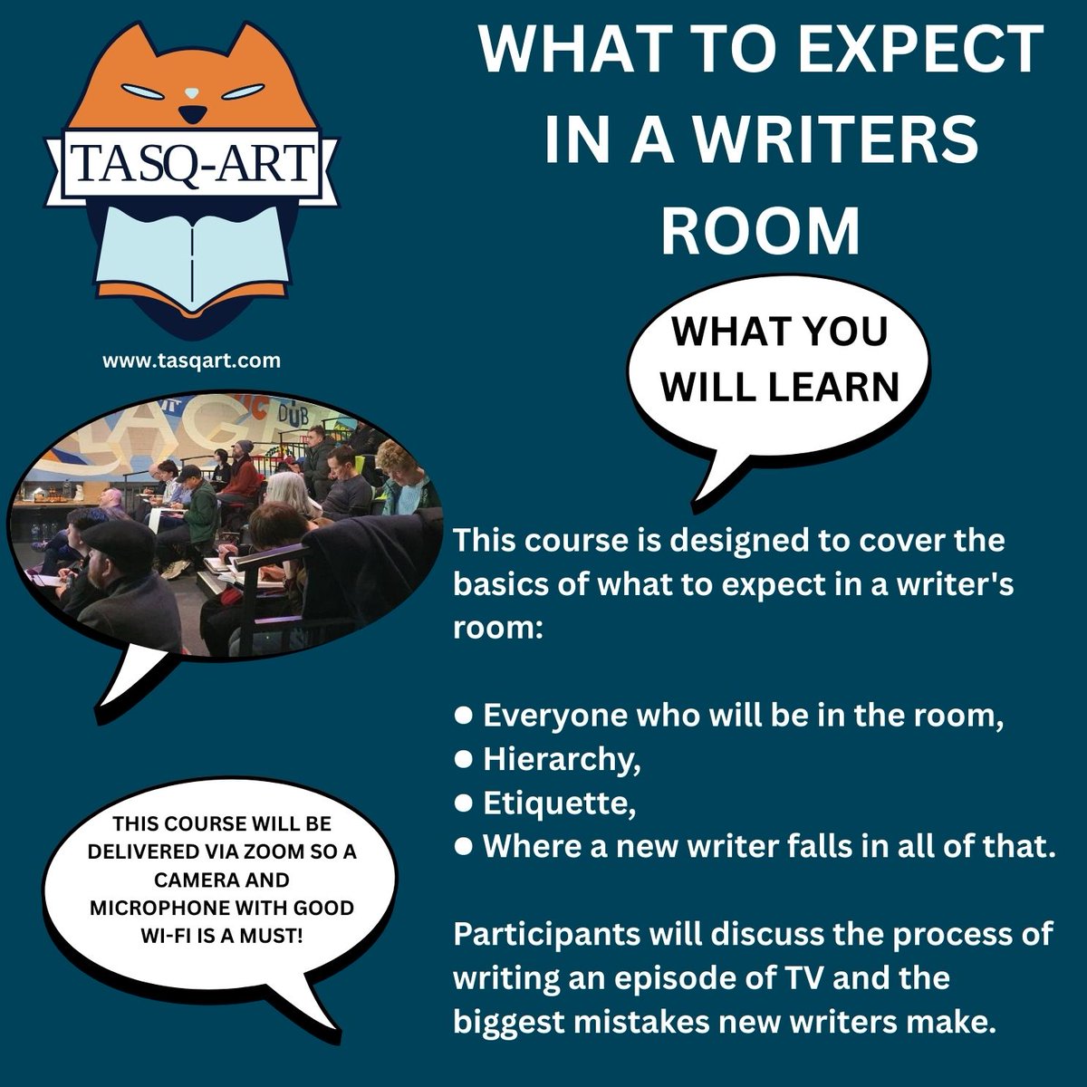 tasqart's tweet image. Have you ever wanted to write for TV and/or animation?
Then check out our upcoming seven-part course 'What To Expect In A Writers Room' with @GinaIppy 
This course is designed to cover the basics of what to expect in a writers room
lightningstrikecomics.com/product-page/w…

#writing #writingforTV