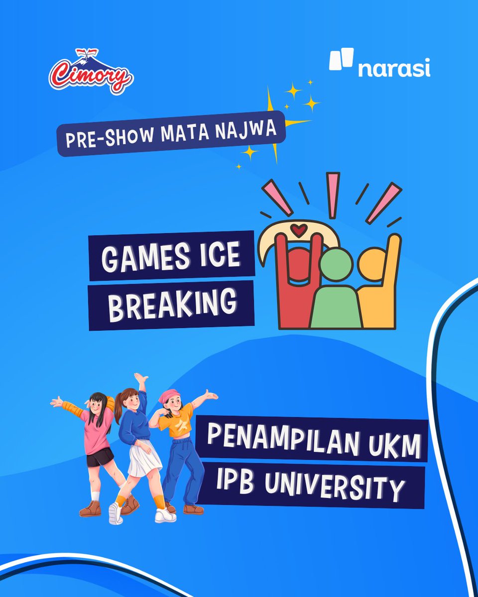 H-1📣

Sobat on stage, besok banget nih Mata Najwa di Bogor.

Enggak cuma ada talkshow, tapi kamu juga bisa coba pengalaman seru di venue.

Ada booth Cimory untuk #seBITESdulu sampai liat penampilan UKM IPB University.

Slide untuk tahu keseruan lengkapnya!!

<a href="/Cimory/">Cimory Indonesia</a> 
| Mata