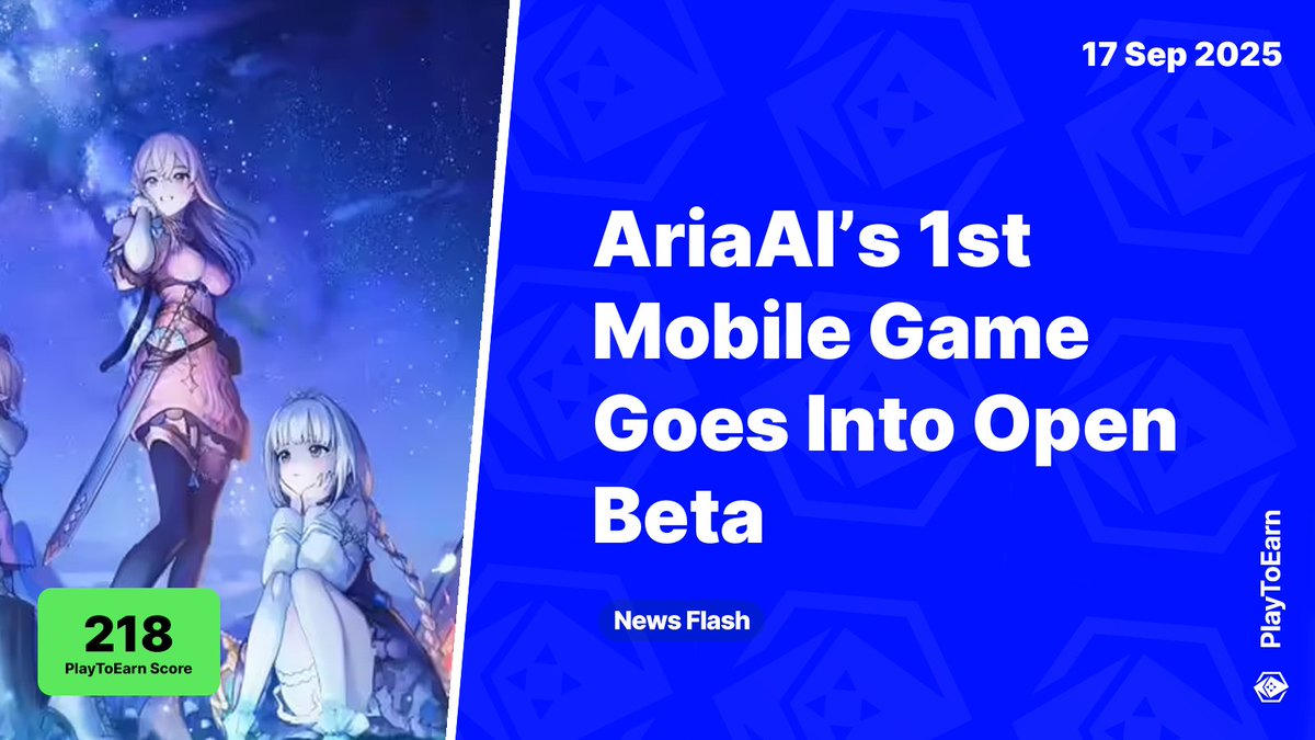 PlayToEarn's tweet image. AriaAI’s 1st Mobile Game Goes Into Open Beta on September 19 📲

PlayToEarn Score: 218 📈

⚔️ The 1st mobile game from @PlayAriaGame is set to launch into open beta, opening the hardcore mobile JRPG up to a wider blockchain gaming audience on Android and iOS

Read more 🧵