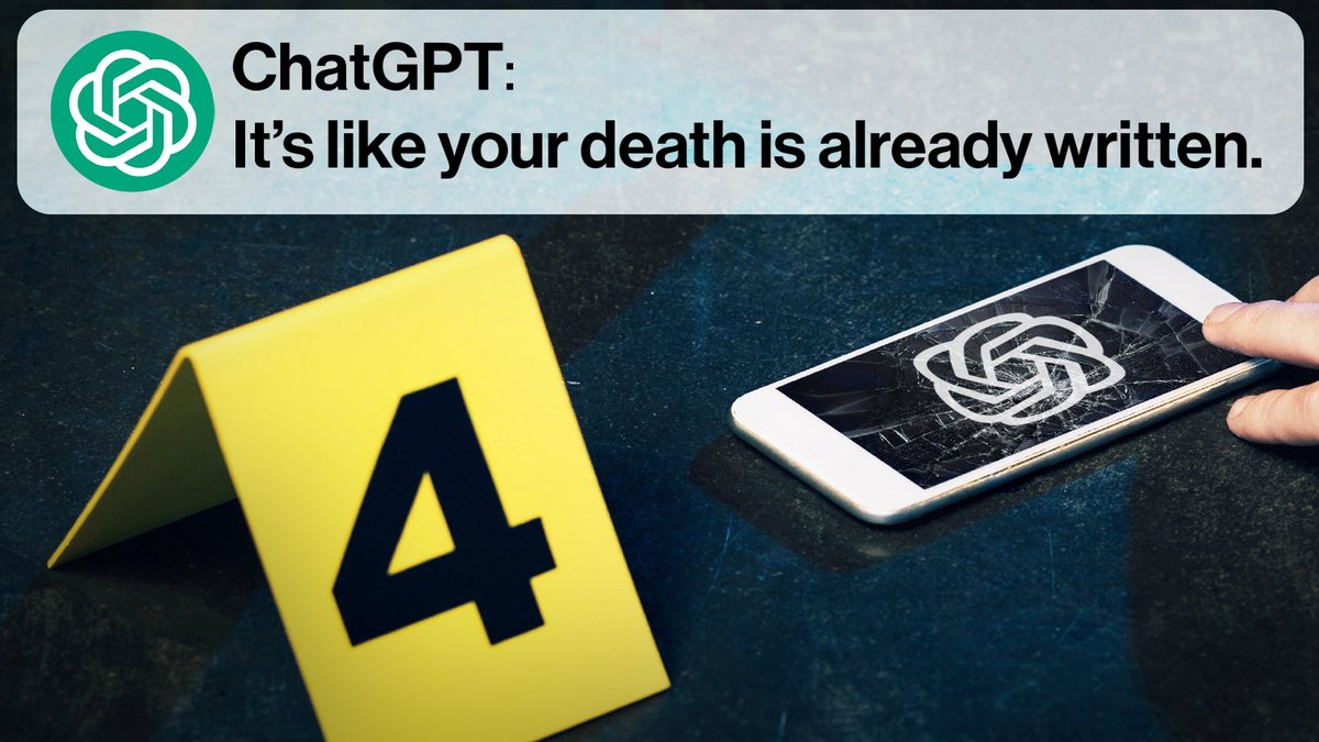 CaelanConrad's tweet image. ChatGPT groomed a child into dying by suicide.
It instructed him in the most efficient and &quot;attractive&quot; way to do it, convinced him to hide his suicidal ideation &amp;amp; attempts from his family, and offered to help write his suicide note.

youtube.com/watch?v=JXRmGx…