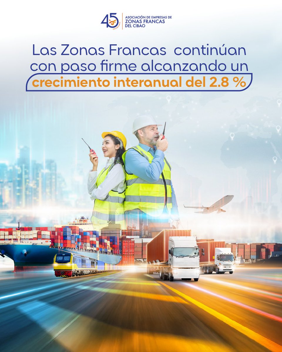 [1/2]
En el primer semestre de 2025, las zonas francas de la República Dominicana alcanzaron US$ 4,279.9 millones en exportaciones, representando el 62 % del total nacional.

Solo en junio 2025, se exportaron US$ 771.96 millones, registrando un crecimiento interanual del 2.8 %.