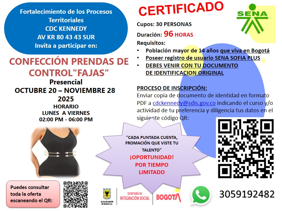 Fher0613's tweet image. 🧵 Curso confección de prendas de control
📍 CDC Kennedy | Cupo: 30 | 96h | Certificado
🗓️ 20 oct. - 28 nov. | L-V | 2:00-6:00 PM
📌 Inscripciones: forms.office.com/r/0JL9ib1Ld6
🟢📞 3059192482
🌐 acortar.link/W5S7cH
#ModaFuncional #AquíSíPasa