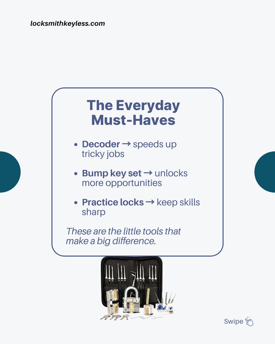 LksmithKeyless's tweet image. 🔑 In locksmithing, the right tools aren’t optional—they’re essential.
✅ Key machines = bread &amp;amp; butter
✅ Programmers = more jobs
✅ Decoders &amp;amp; bump keys keep skills sharp
💡 What tool can’t you live without?
#LocksmithTools #LocksmithLife