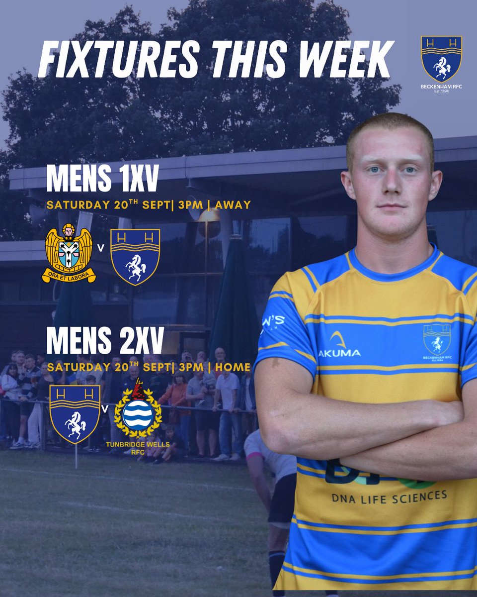 Beckenham RFC (@beckenhamrfc) on Twitter photo Next Fixtures ⬇️
1XV v Dartfordians 
2XV v Tunbridge Wells ll
1s play away to Darts in round 3 of the league, the 2s have a friendly at home v Tunbridge Wells
All support welcome #blueandgold Next Fixtures ⬇️
1XV v Dartfordians 
2XV v Tunbridge Wells ll
1s play away to Darts in round 3 of the league, the 2s have a friendly at home v Tunbridge Wells
All support welcome #blueandgold