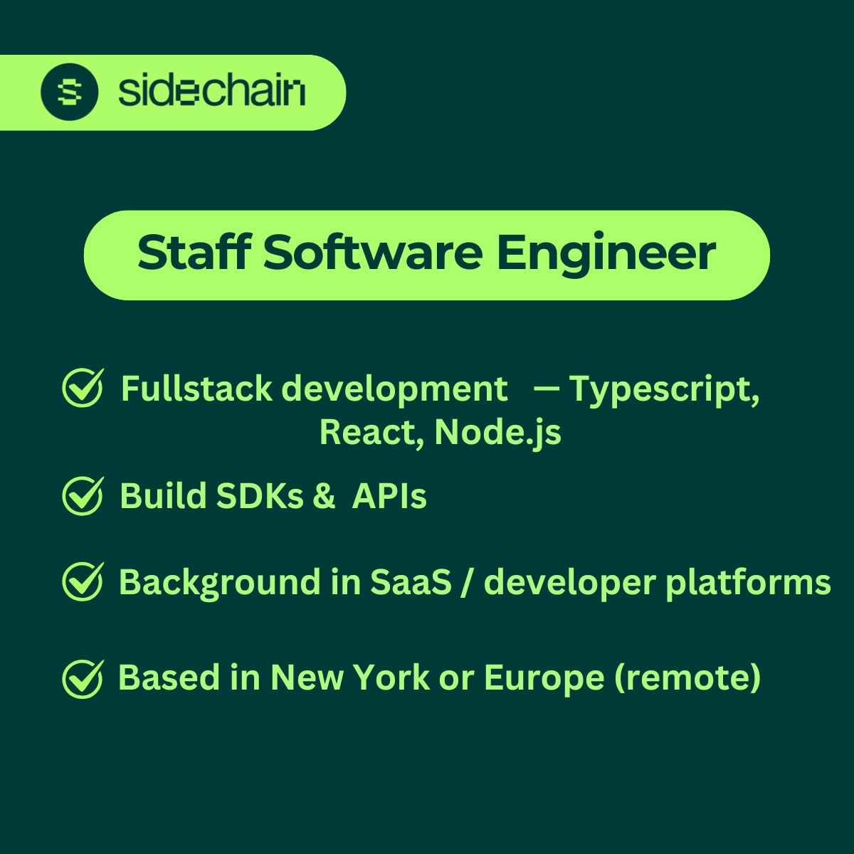 We’re hiring a Staff Software Engineer to join a fast-growing crypto team that already reaches millions of users worldwide 🌍 

We’re looking for an experienced engineer who can work across the stack — from backend APIs &amp; SDK development to frontend React interfaces.

👉 Apply