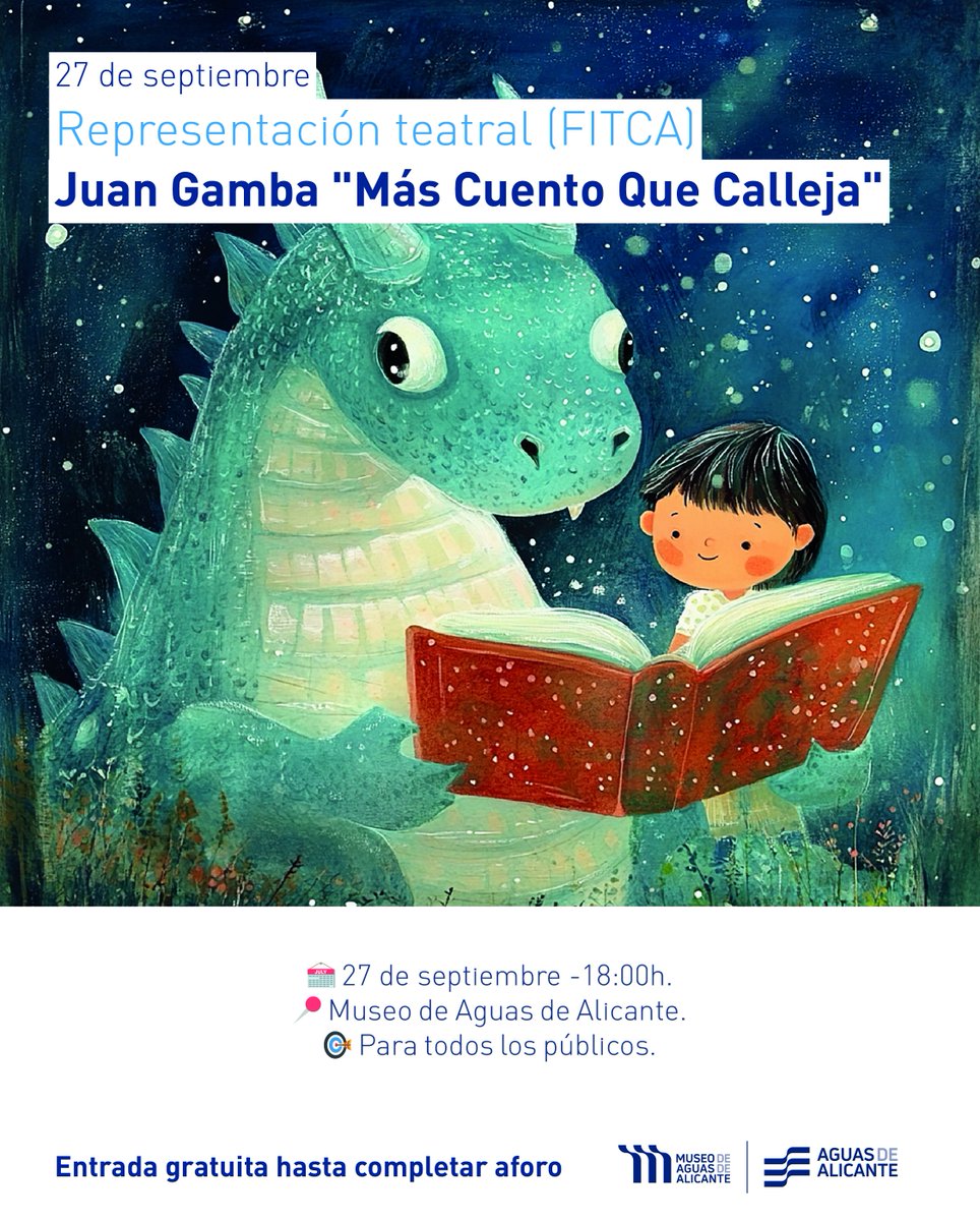 🎭 El Festival Internacional de Teatro Clásico #FITCA llega el sábado 27 de septiembre al Museo de #AguasdeAlicante con una actividad de narración oral para los peques.

#AguasdeAlicanteEstamosAquí <a href="/AlicanteMuseos/">MuseosDeAlicante</a>