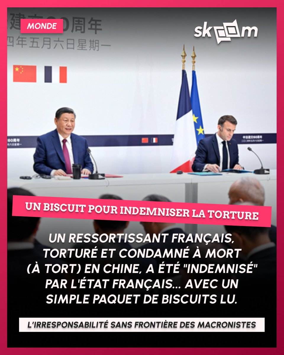 💥 SCANDALE : ABANDONNÉ EN CHINE, INDEMNISÉ EN BISCUIT

Rémi, torturé et condamné à mort à tort en #Chine. Il a obtenu sa libération par ses propres moyens, sans l'aide de l'État français qui lui a refusé toute indemnisation.

Sa "compensation" ? Des biscuits LU.

(Src : <a href="/libe/">Libération</a>)