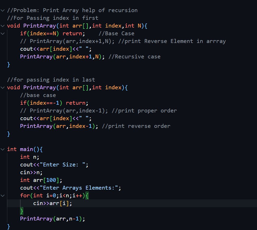 CHAYAN78905's tweet image. 🚀 #Day53 / #180DaysOfCode 🎯
DSA Journey in C++ 📚 | #CoderArmy

📌 Topics: Recursion in Array⚡
✅ Print Array help of Recursion
✅ Sum of All Elements in Array
✅ Find Minimum and Maximum Element in Array

Thanks to @rohit_negi9 bhaiya🙌 for the amazing explanation!
#DSA