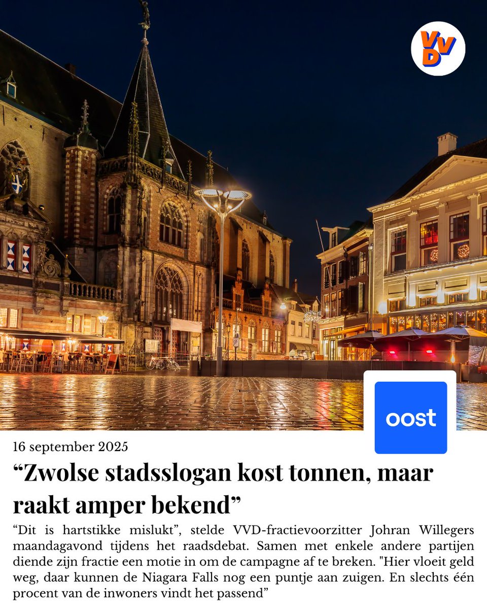 Hartstad campagne en het geld te investeren in wijken is verworpen. Dat betekent helaas dat het stadsbestuur de aankomende jaren nog meer geld uitgeeft aan een mislukte campagne en jouw belastinggeld verspilt #vvd #zwolle #vvdzwolle #hartstadzwolle