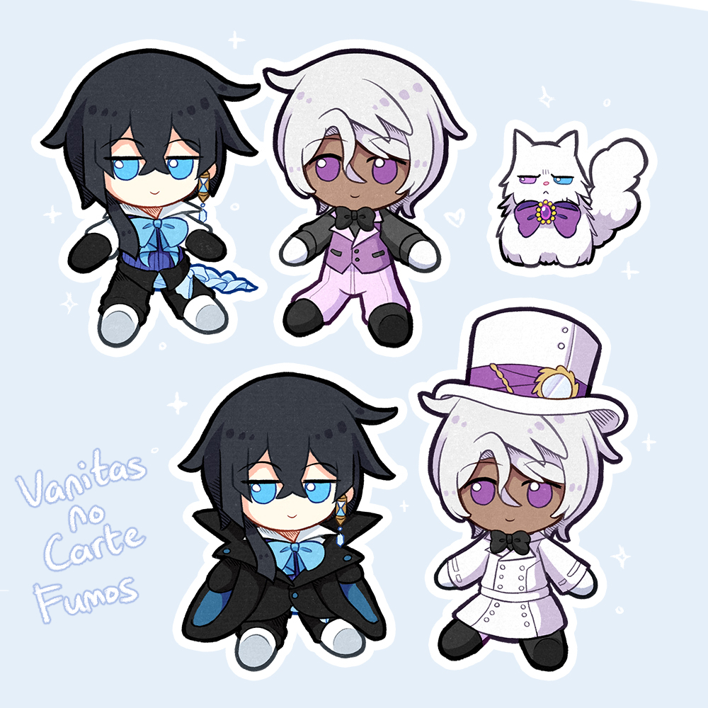 Yuunarii's tweet photo. Drew some VnC fumos. Also available as stickers on my shop!!
#VnC #VanitasnoCarte https://t.co/gQvyZS4ltE