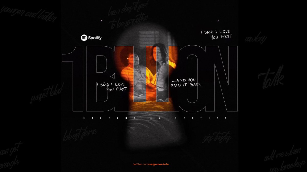 “I Said I Love You First” reached 1 billion streams on Spotify. It's her 4th album to reach this mark and 2nd FASTEST.