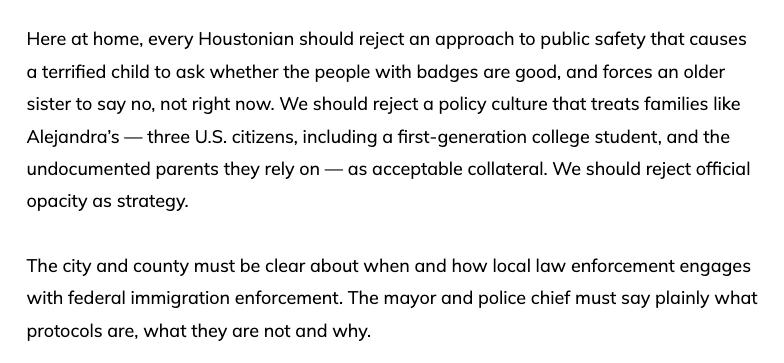 evan7257's tweet photo. Read this powerful @HoustonChron editorial about how immigration raids have mixed status families hiding from the Houston police, unsure about whether local law enforcement are still the good guys. 

Link in next tweet: https://t.co/KBSx12UAKl
