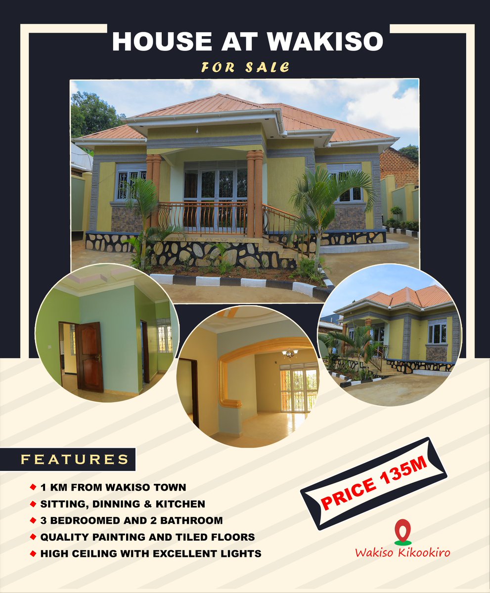 TabulaProperty's tweet photo. 💥For Sale: Brand New House in Wakiso Kikookiro  

🏦 Price:  
 140M (Slightly Negotiable)  

☎️ Contact Information:  
For inquiries, please call 0701942003 / 0701054644 

#Wakiso #WakisoRealEstate #HouseForSale #BrandNewHome #ModernLiving #RealEstateInvestment #HomeSweetHome https://t.co/gUydJ9cXUE