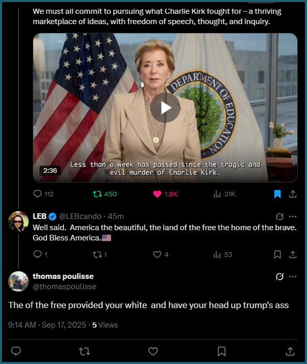 <a href="/thomaspoulisse/">thomas poulisse</a> <a href="/EDSecMcMahon/">Secretary Linda McMahon</a> thomas poulisse <a href="/thomaspoulisse/">thomas poulisse</a> what you said is a communist controlled response.  Socialism is a mind virus.  I pray God reveal his redemption plan to you, amen.