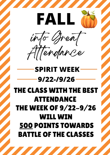 we_r_crhs's tweet image. The class with the best attendance the week of 9/22-9/26 will win 500 points toward the Battle of the Classes!