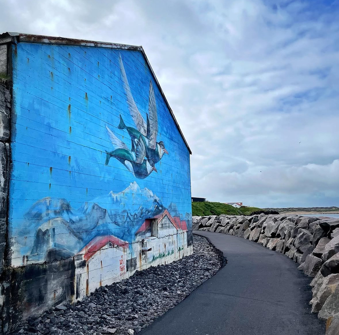 A stop Hellissandur is always worth it.
📸 Repost #traveladdicts
-
Hellissandur has become Iceland's unexpected street art hub. Local and visiting artists have transformed buildings into canvases that reflect the town's unique energy, where volcanic landscapes meet ocean