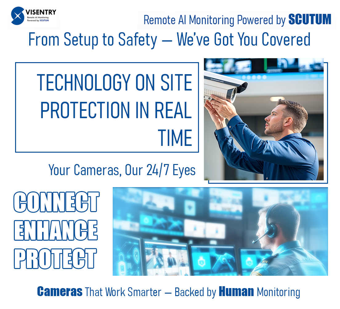 Secure from Start to Finish 🔒

At Visentry, we don’t just install cameras — we bring them to life with our 24/7 remote monitoring services. 
✨ “From Setup to Safety — We’ve Got You Covered.”
🔗 Learn more at visentry.com