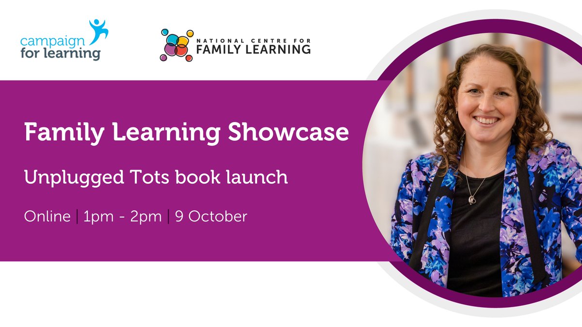 CForLearning's tweet image. Celebrate the launch of the #FamilyLearningFestival and learn how to help children build essential skills through screen-free activities with @UnpluggedTots on 9 October.
This free online showcase is ideal for anyone who works to support family learning: bit.ly/48jvbzZ