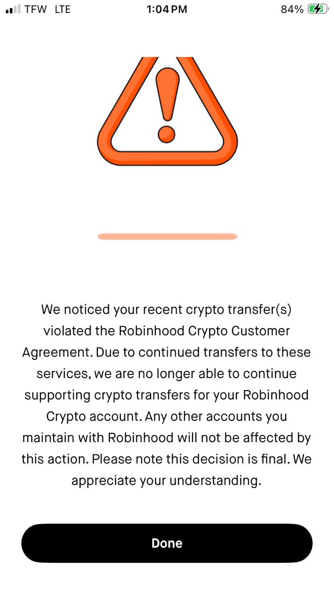 Do NOT use <a href="/RobinhoodApp/">Robinhood</a> for crypto.  I didn’t listen to others, and now I’ve spent the last 3 months trying to free my holdings from them.  My account is locked and they don’t even have a reason.  But they also can’t unlock it.  It’s such an incompetent platform.