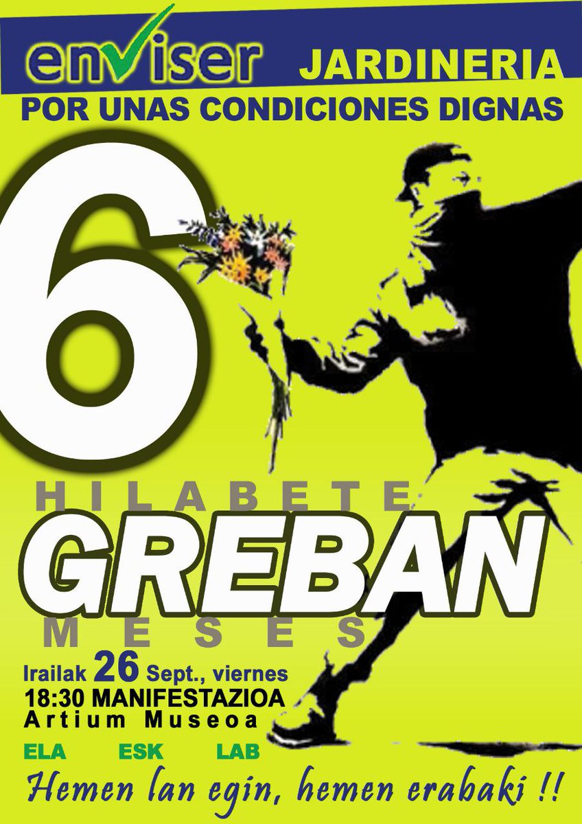 LABGasteiz's tweet photo. ⚠️Irailak 26an, Gasteizko lorezainek 6 hilabeteko dituzte greban.
⚠️El 26 de septiembre, la plantilla de jardineras de Gasteiz cumplirá 6 meses de huelga.
🕡 18:30
📍Artium.
🚨 Hemen lan egin, #HemenErabaki!
#LorezainakBORROKAN #langileborroka #LangileenAlde https://t.co/fTYsE7WCm2