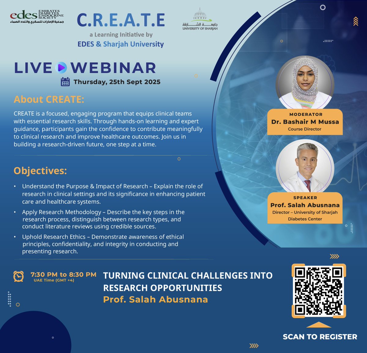 𝐉𝐨𝐢𝐧 𝐮𝐬 𝐟𝐨𝐫 𝐭𝐡𝐞 𝐅𝐢𝐫𝐬𝐭 𝐒𝐞𝐬𝐬𝐢𝐨𝐧 𝐨𝐟 𝐭𝐡𝐞 𝐂.𝐑.𝐄.𝐀.𝐓.𝐄 𝐏𝐫𝐨𝐠𝐫𝐚𝐦  

📅 𝐃𝐚𝐭𝐞: 11th September 
📷 𝐓𝐢𝐦𝐞: 6:00 PM to 7:15 PM (UAE Time GMT +4) 
📷 𝐑𝐞𝐠𝐢𝐬𝐭𝐞𝐫 𝐧𝐨𝐰:zoom.us/webinar/regist…